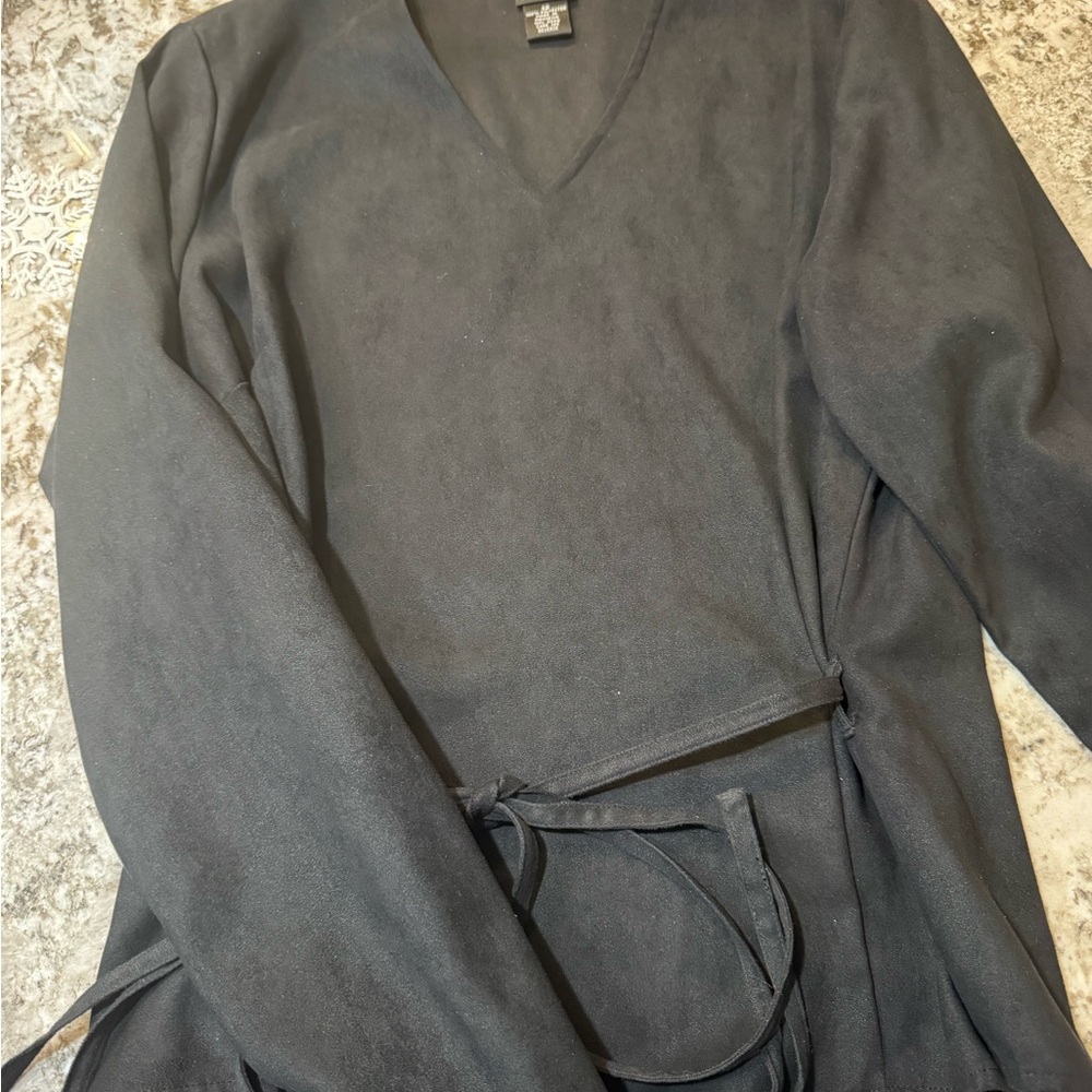 INC International Concepts Black V-Neck Top